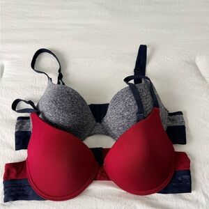Bundle of Nautica Burgundy/Navy and Navy Blue /gray Bras